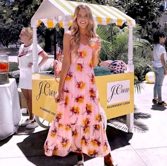 J. Crew Dresses & Skirts - NWT J.CREW Sunburst Pink Floral Tiered Maxi Dress